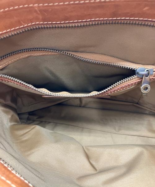 HUNTING WORLD（ハンティングワールド）HUNTING WORLD (ハンティングワールド) レザー切替トートバッグ ネイビー×ブラウンの古着・服飾アイテム