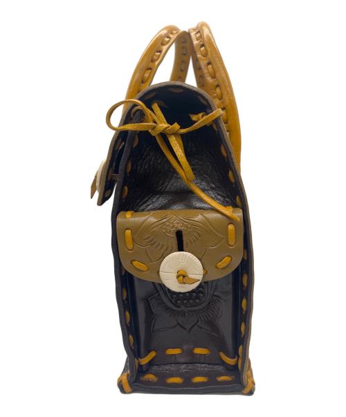 Carving Tribes（カービングトライブス）Carving Tribes (カービングトライブス) トートバッグ イエロー×ブラウンの古着・服飾アイテム