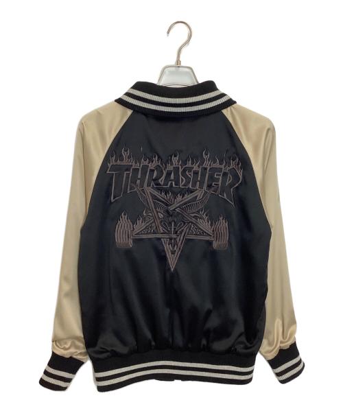 THRASHER（スラッシャー）THRASHER (スラッシャー) バック刺繍スタジャン ブラック サイズ:Sの古着・服飾アイテム