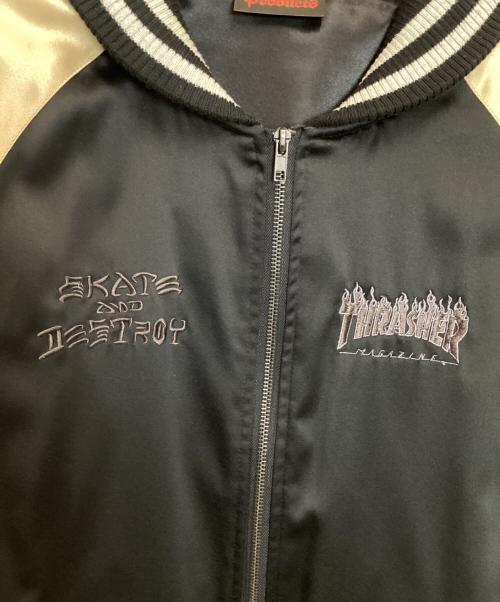 THRASHER（スラッシャー）THRASHER (スラッシャー) バック刺繍スタジャン ブラック サイズ:Sの古着・服飾アイテム