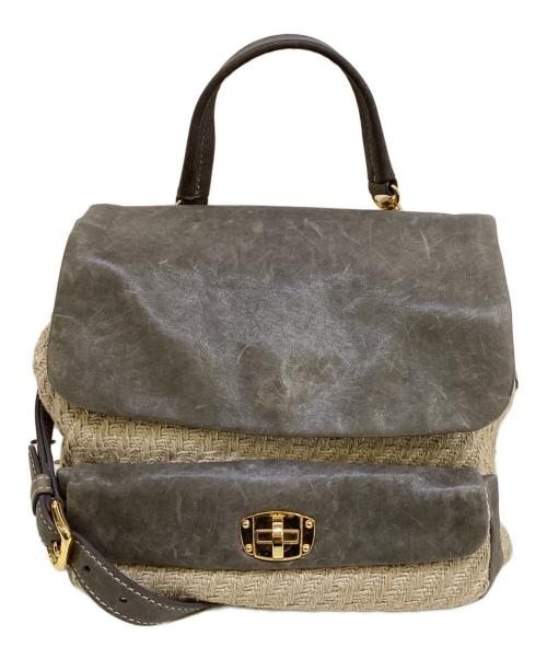 MIU MIU（ミュウミュウ）MIU MIU (ミュウミュウ) 2WAYバッグ グレー×ナチュラルの古着・服飾アイテム