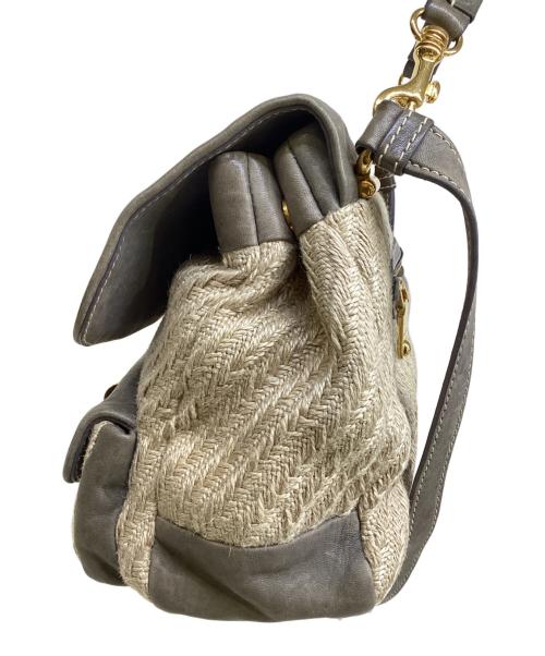 MIU MIU（ミュウミュウ）MIU MIU (ミュウミュウ) 2WAYバッグ グレー×ナチュラルの古着・服飾アイテム