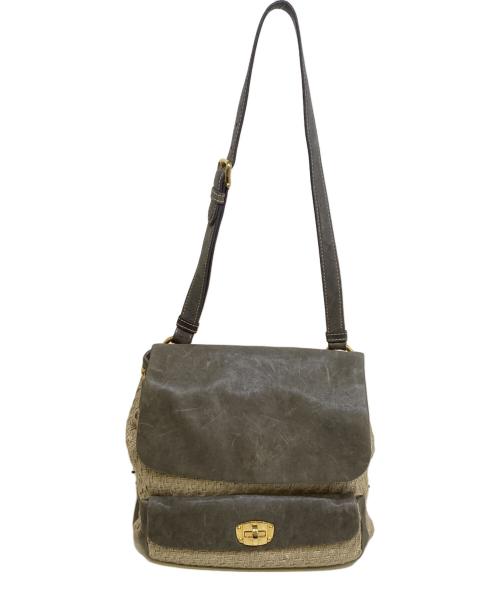 MIU MIU（ミュウミュウ）MIU MIU (ミュウミュウ) 2WAYバッグ グレー×ナチュラルの古着・服飾アイテム