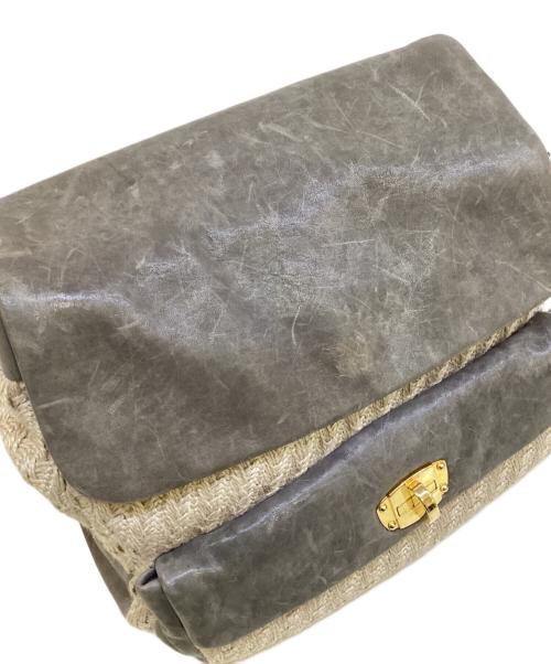 MIU MIU（ミュウミュウ）MIU MIU (ミュウミュウ) 2WAYバッグ グレー×ナチュラルの古着・服飾アイテム