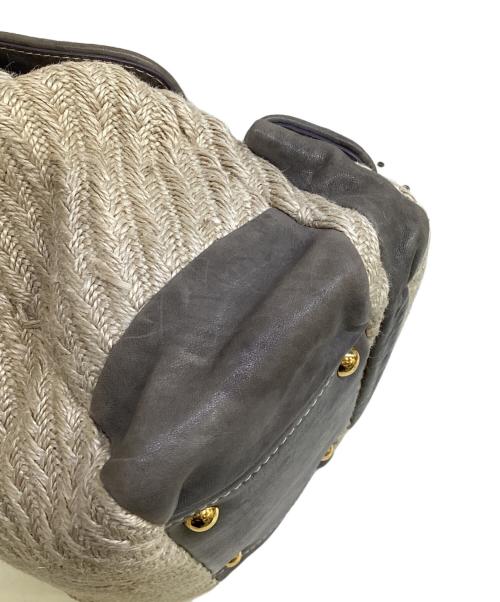 MIU MIU（ミュウミュウ）MIU MIU (ミュウミュウ) 2WAYバッグ グレー×ナチュラルの古着・服飾アイテム