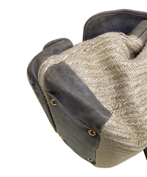 MIU MIU（ミュウミュウ）MIU MIU (ミュウミュウ) 2WAYバッグ グレー×ナチュラルの古着・服飾アイテム