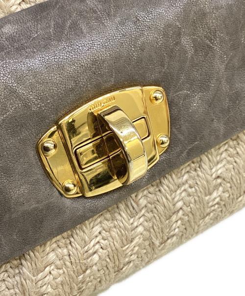 MIU MIU（ミュウミュウ）MIU MIU (ミュウミュウ) 2WAYバッグ グレー×ナチュラルの古着・服飾アイテム