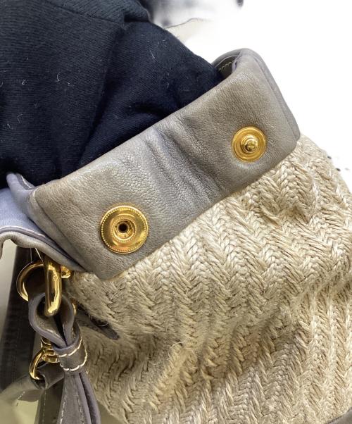 MIU MIU（ミュウミュウ）MIU MIU (ミュウミュウ) 2WAYバッグ グレー×ナチュラルの古着・服飾アイテム