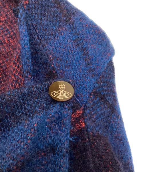 Vivienne Westwood man（ヴィヴィアン ウェストウッド マン）Vivienne Westwood man (ヴィヴィアン ウェストウッド マン) モヘアカーディガン ブルー×レッド サイズ:Freeの古着・服飾アイテム