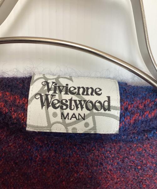 Vivienne Westwood man（ヴィヴィアン ウェストウッド マン）Vivienne Westwood man (ヴィヴィアン ウェストウッド マン) モヘアカーディガン ブルー×レッド サイズ:Freeの古着・服飾アイテム