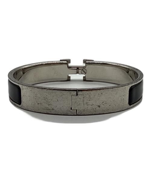 HERMES（エルメス）HERMES (エルメス) エナメルブレスレット シルバー×ブラックの古着・服飾アイテム