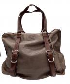 PRADAプラダ）の古着「ベルテッドレザーボストンバッグ」｜ブラウン