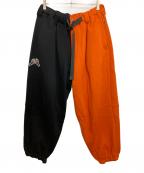 TIGHTBOOTH PRODUCTIONタイトブースプロダクション）の古着「スウェットパンツ」｜ブラック×オレンジ