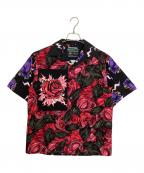 PRADAプラダ）の古着「オープンカラーシャツ」｜ブラック×レッド