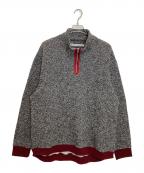 WHITE MOUNTAINEERINGホワイトマウンテ二アニング）の古着「HALF ZIP KNIT PULLOVER」｜グレー×レッド