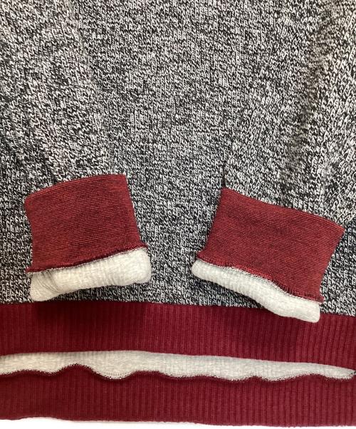 WHITE MOUNTAINEERING（ホワイトマウンテ二アニング）WHITE MOUNTAINEERING (ホワイトマウンテ二アニング) HALF ZIP KNIT PULLOVER グレー×レッド サイズ:2の古着・服飾アイテム