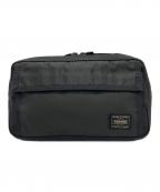 PORTERポーター）の古着「ロゴ総柄ウエストバッグ」｜ブラック