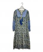 SZ Blockprintsエスゼットブロックプリント）の古着「長袖ワンピース」｜ホワイト×ブルー