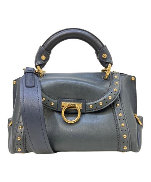 Salvatore Ferragamo（サルヴァトーレ フェラガモ）Salvatore Ferragamo (サルヴァトーレ フェラガモ) 2WAYバッグ ネイビーの古着・服飾アイテム