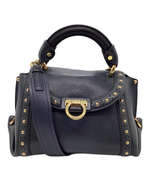 Salvatore Ferragamo（サルヴァトーレ フェラガモ）Salvatore Ferragamo (サルヴァトーレ フェラガモ) 2WAYバッグ ネイビーの古着・服飾アイテム