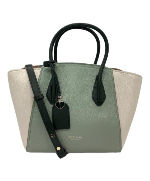 Kate Spade（ケイトスペード）Kate Spade (ケイトスペード) 2WAYバッグ グリーン×ホワイトの古着・服飾アイテム