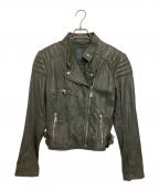 MCQマックキュー）の古着「レザーライダースジャケット」｜カーキ