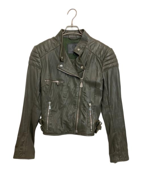 MCQ（マックキュー）MCQ (マックキュー) レザーライダースジャケット カーキ サイズ:IT40の古着・服飾アイテム