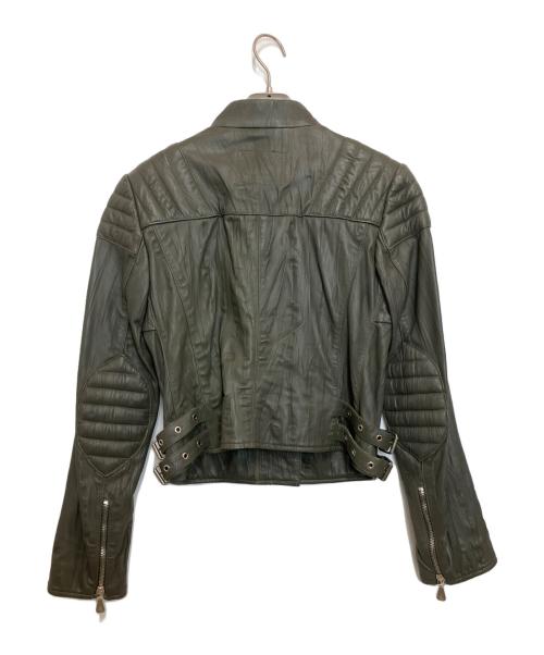 MCQ（マックキュー）MCQ (マックキュー) レザーライダースジャケット カーキ サイズ:IT40の古着・服飾アイテム
