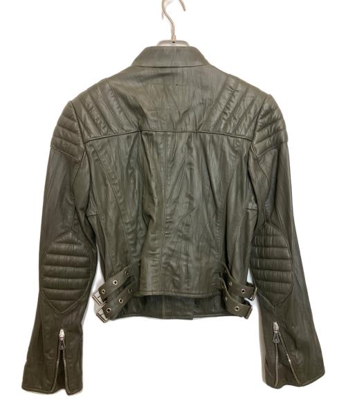 MCQ（マックキュー）MCQ (マックキュー) レザーライダースジャケット カーキ サイズ:IT40の古着・服飾アイテム