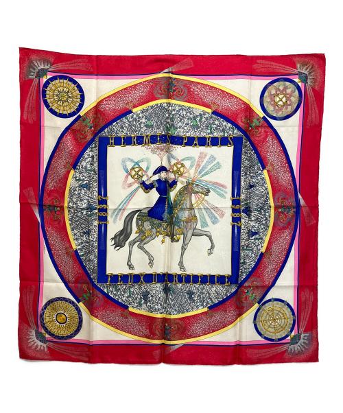 HERMES（エルメス）HERMES (エルメス) シルクスカーフ ホワイト×レッドの古着・服飾アイテム