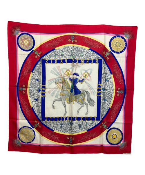 HERMES（エルメス）HERMES (エルメス) シルクスカーフ ホワイト×レッドの古着・服飾アイテム