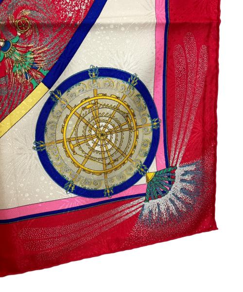 HERMES（エルメス）HERMES (エルメス) シルクスカーフ ホワイト×レッドの古着・服飾アイテム