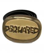 DSQUARED2ディースクエアード）の古着「ロゴバックルベルト」｜アイボリー×ブラック