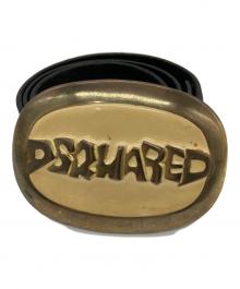DSQUARED2（ディースクエアード）の古着「ロゴバックルベルト」｜アイボリー×ブラック