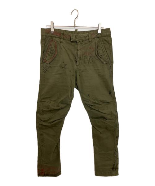 DSQUARED2（ディースクエアード）DSQUARED2 (ディースクエアード) メッセージカーゴパンツ カーキ サイズ:48の古着・服飾アイテム