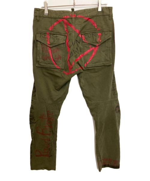 DSQUARED2（ディースクエアード）DSQUARED2 (ディースクエアード) メッセージカーゴパンツ カーキ サイズ:48の古着・服飾アイテム