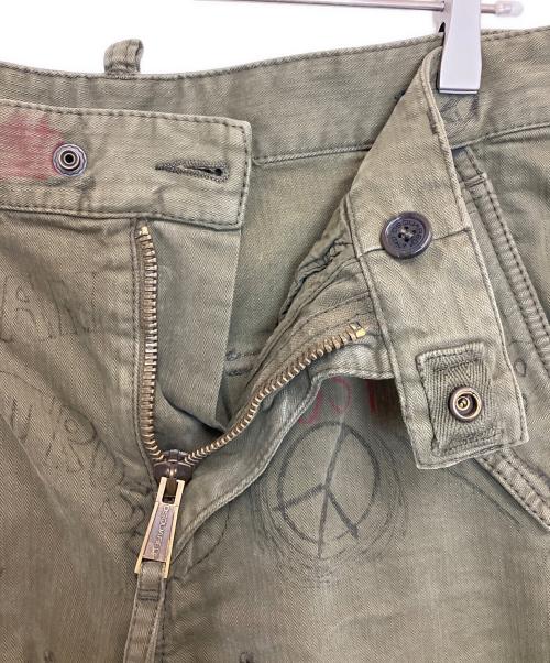 DSQUARED2（ディースクエアード）DSQUARED2 (ディースクエアード) メッセージカーゴパンツ カーキ サイズ:48の古着・服飾アイテム