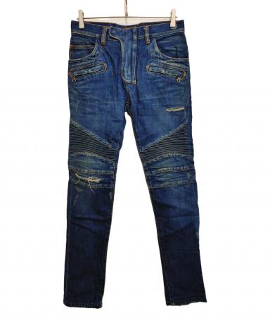 中古・古着通販】BALMAIN (バルマン) バイカーデニムパンツ ブルー