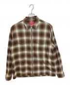 ）の古着「Shadow Plaid Flannel Zip Up Shirt」｜ブラウン