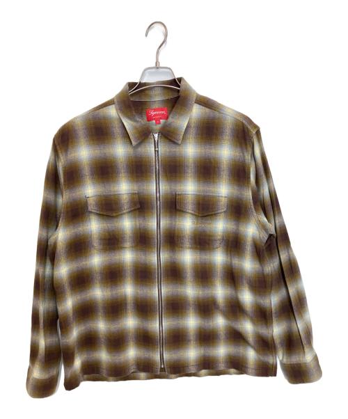 SUPREME（シュプリーム）Supreme (シュプリーム) Shadow Plaid Flannel Zip Up Shirt ブラウン サイズ:Lの古着・服飾アイテム