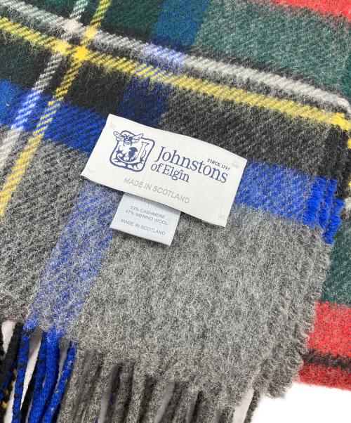 JOHNSTONS OF ELGIN（ジョンストンズオブエルガン）JOHNSTONS OF ELGIN (ジョンストンズオブエルガン) マフラー グレー×レッドの古着・服飾アイテム