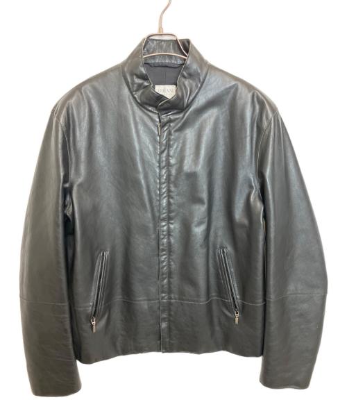 ARMANI COLLEZIONI（アルマーニ コレツィオーニ）ARMANI COLLEZIONI (アルマーニ コレツィオーニ) レザージャケット ブラック サイズ:48の古着・服飾アイテム