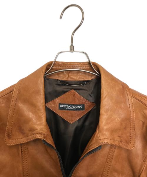 DOLCE & GABBANA（ドルチェ＆ガッバーナ）DOLCE & GABBANA (ドルチェ＆ガッバーナ) ラムレザージャケット ブラウン サイズ:Mの古着・服飾アイテム