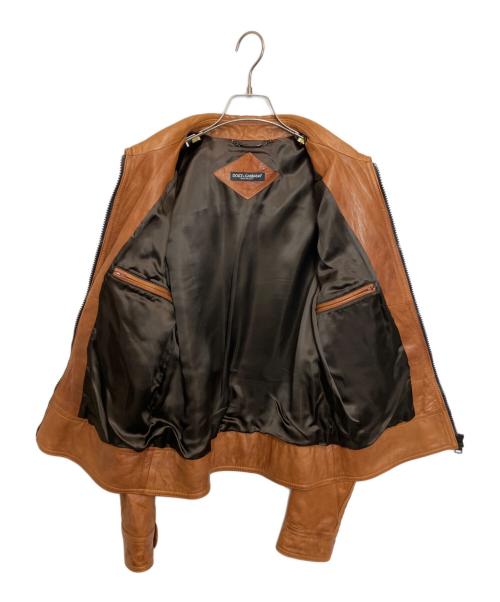 DOLCE & GABBANA（ドルチェ＆ガッバーナ）DOLCE & GABBANA (ドルチェ＆ガッバーナ) ラムレザージャケット ブラウン サイズ:Mの古着・服飾アイテム