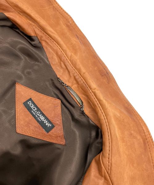 DOLCE & GABBANA（ドルチェ＆ガッバーナ）DOLCE & GABBANA (ドルチェ＆ガッバーナ) ラムレザージャケット ブラウン サイズ:Mの古着・服飾アイテム