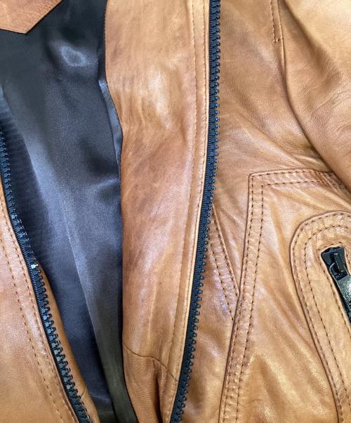 DOLCE & GABBANA（ドルチェ＆ガッバーナ）DOLCE & GABBANA (ドルチェ＆ガッバーナ) ラムレザージャケット ブラウン サイズ:Mの古着・服飾アイテム