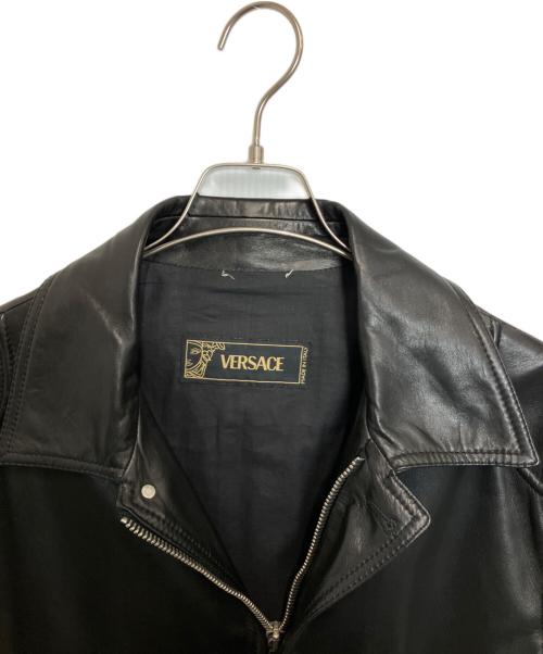 VERSACE（ヴェルサーチェ）VERSACE (ヴェルサーチェ) シングルライダースジャケット ブラック サイズ:XLの古着・服飾アイテム