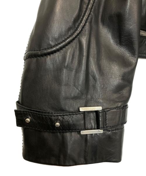 VERSACE（ヴェルサーチェ）VERSACE (ヴェルサーチェ) シングルライダースジャケット ブラック サイズ:XLの古着・服飾アイテム