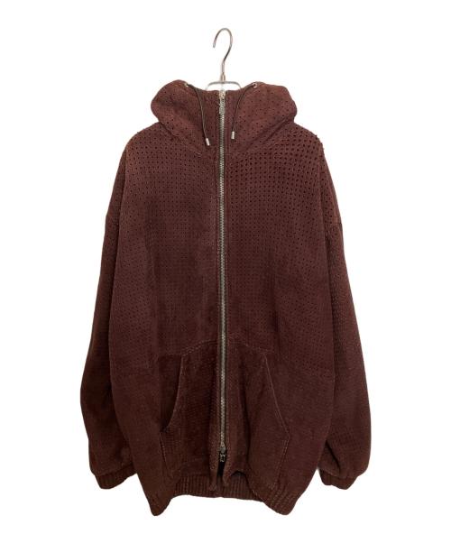 GIANNI VERSACE（ジャンニ・ヴェルサーチ）GIANNI VERSACE (ジャンニ・ヴェルサーチ) パンチングレザーパーカー ボルドー サイズ:Mの古着・服飾アイテム