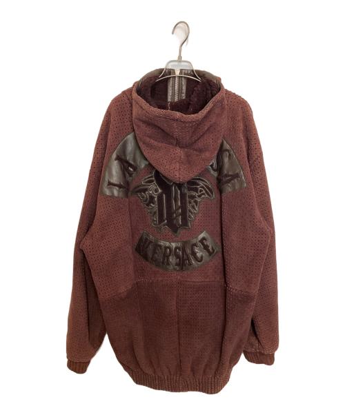 GIANNI VERSACE（ジャンニ・ヴェルサーチ）GIANNI VERSACE (ジャンニ・ヴェルサーチ) パンチングレザーパーカー ボルドー サイズ:Mの古着・服飾アイテム